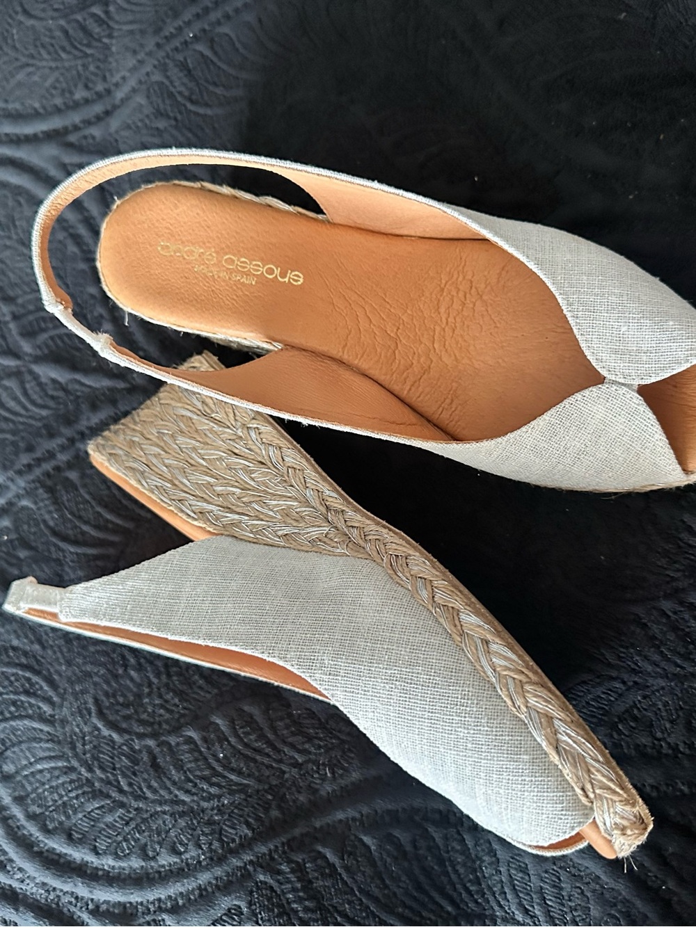 Andre Assous Light Beige Slingback Espadrille Wedges - Picture 4 of 14
